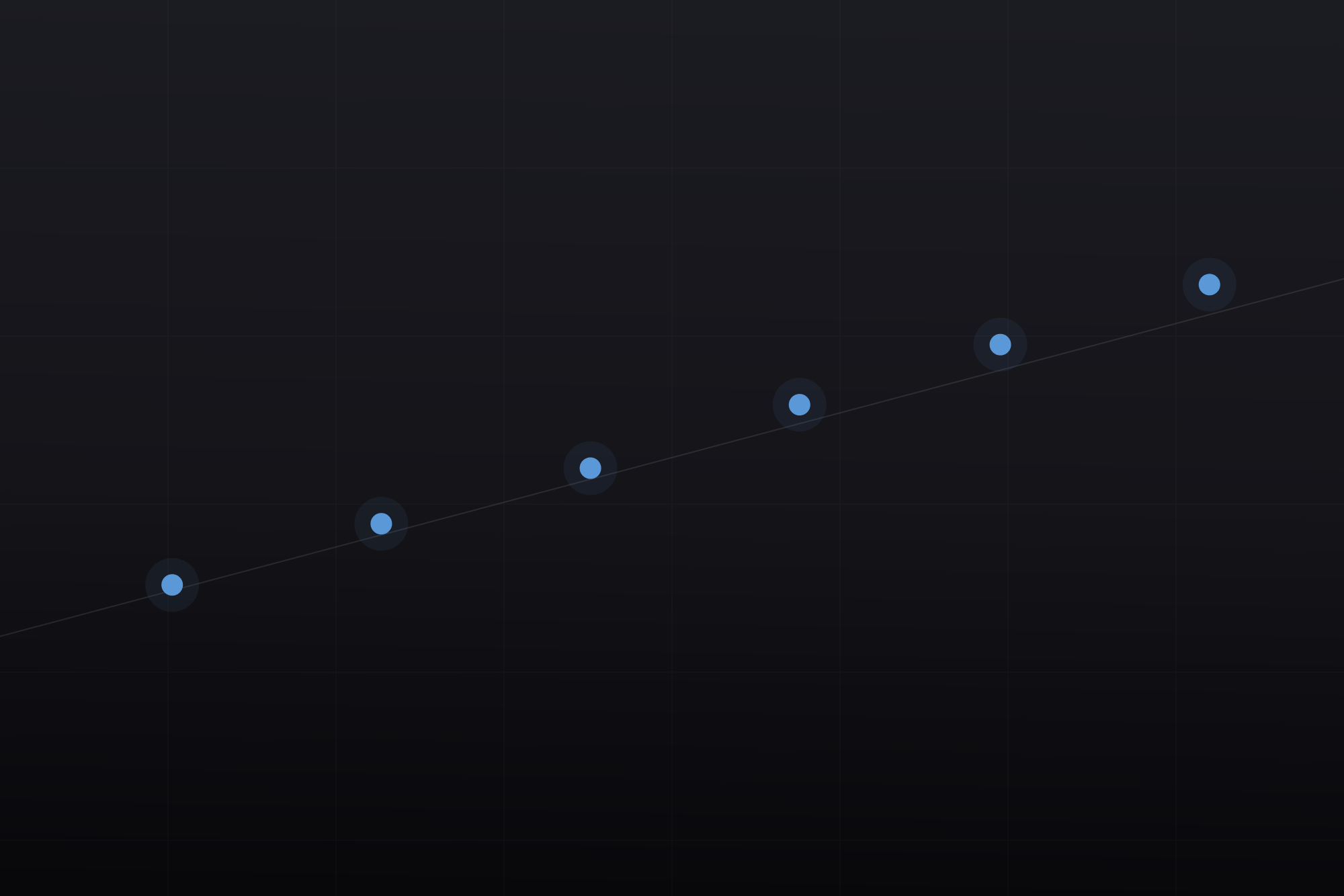 Abstract graphic: a diagonal row of small blue dots along a faint hairline on a near-black field.
